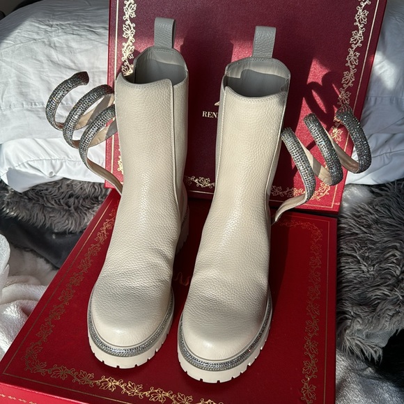 RENE CAOVILLA BOOTS WHITE IVORY WOMENS SIZE 35 5 - Picture 17 of 17